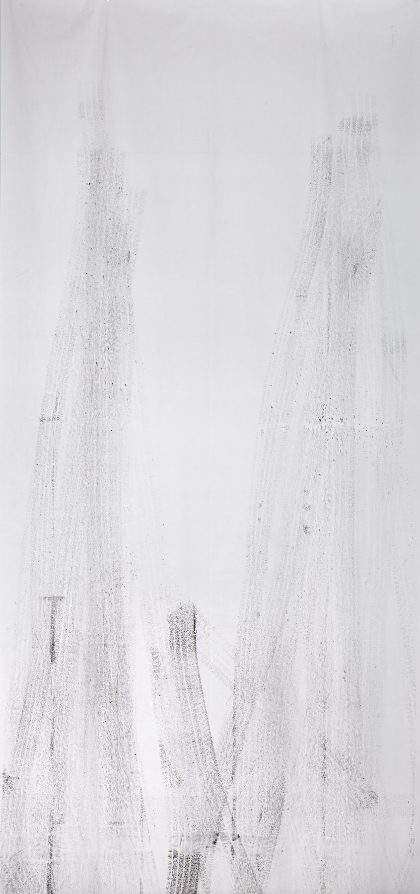 tyreprint, carbon on paper, 600 x 280 cm, 2019